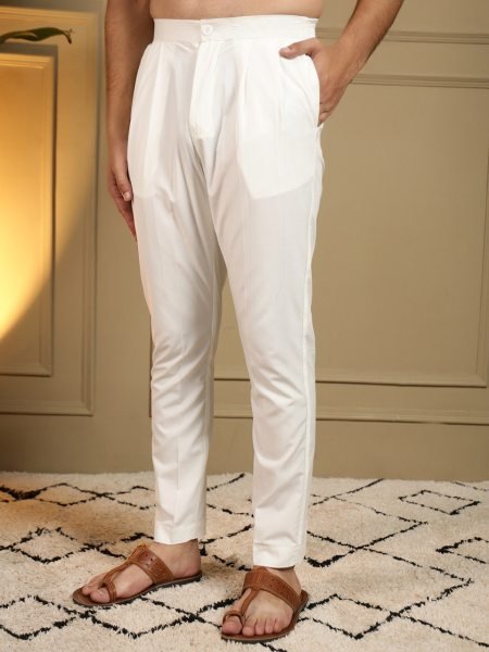 Enduring OffWhite Viscose Silk Men s Kurta Pyjama with Embroidery Sequins Work For Wedding Kurta Pajama Wholesale