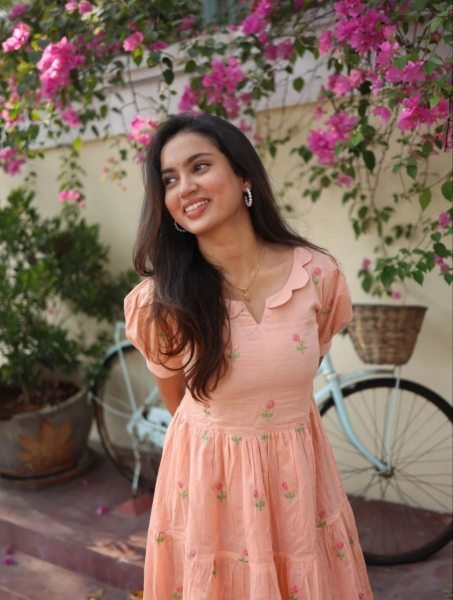Enduring Peach Chanderi Cotton Kurti for Women Summer Daily Wear Western Ladies Top Wholesale