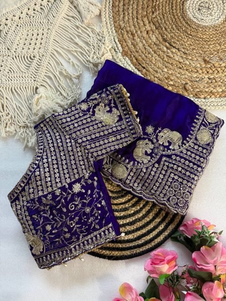 Enduring Purple Designer Pure Fendy Satin Saree with Real Mirror Work Stitched Blouse For Wedding Wear Designer Wedding Sarees Wholesale