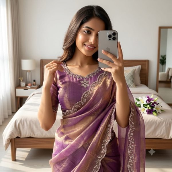 Enduring Purple Festive Wear Space Soft Silk Saree with Swarovski Detailing at Wholesale Rate Silk Sarees Wholesale