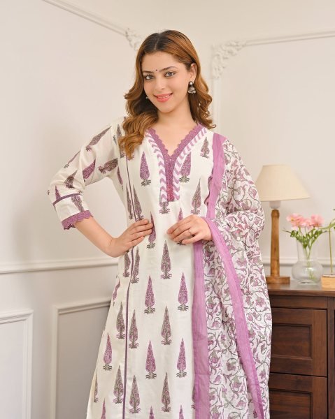 Enduring Purple Kurti Set Beautiful Neckline Pattern For Office Wear  Cotton Kurtis Wholesale
