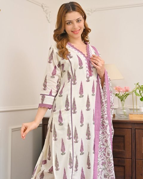 Enduring Purple Kurti Set Beautiful Neckline Pattern For Office Wear  Cotton Kurtis Wholesale