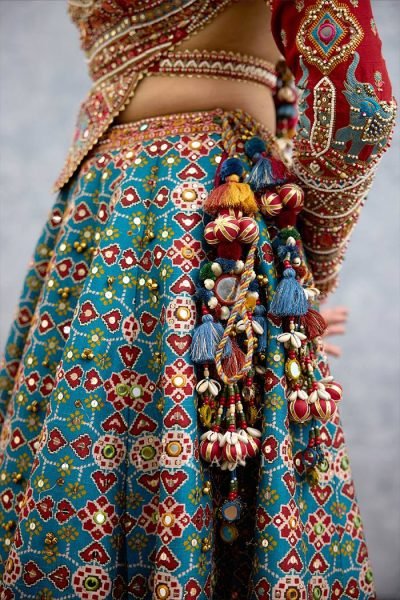 Enduring Teal Blue Heavy Muslin Cotton Kutchi Lehenga Choli with Real Mirror Embroidery Navratri Lehnega Choli