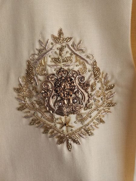 Engagement Wear Cream Men’s Linen Koti Shirt Polo Pant Set for Royal Look Mens Shirt