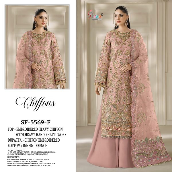 Ergonomic Pink Designer Maria B Chiffon Suit with Heavy Embroidered Dupatta Pakistani Suits Wholesale