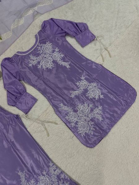 Ergonomic Purple Fully Stitched Neutral Crepe Top Palazzo Set with Digital Print Dupatta Ready To Wear Collection