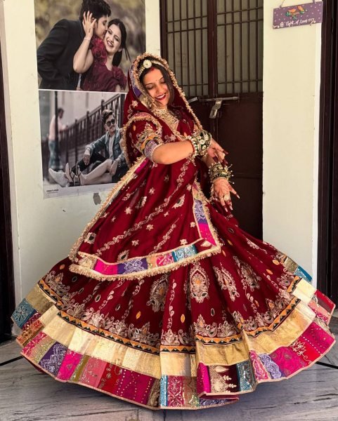Ergonomic Red Stylish Digital Print Lehenga with Mirror Work and Gota Patti Detailing Navratri Lehnega Choli