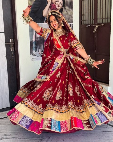Ergonomic Red Stylish Digital Print Lehenga with Mirror Work and Gota Patti Detailing Navratri Lehnega Choli