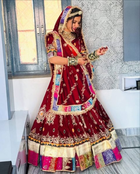 Ergonomic Red Stylish Digital Print Lehenga with Mirror Work and Gota Patti Detailing Navratri Lehnega Choli