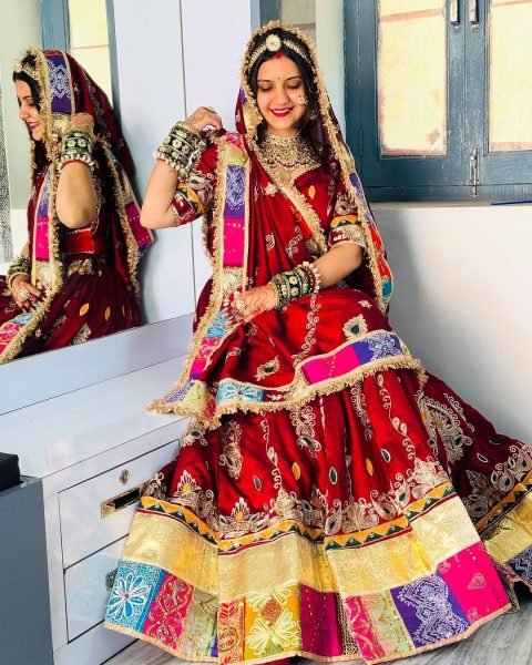 Ergonomic Red Stylish Digital Print Lehenga with Mirror Work and Gota Patti Detailing Navratri Lehnega Choli