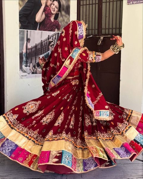 Ergonomic Red Stylish Digital Print Lehenga with Mirror Work and Gota Patti Detailing Navratri Lehnega Choli