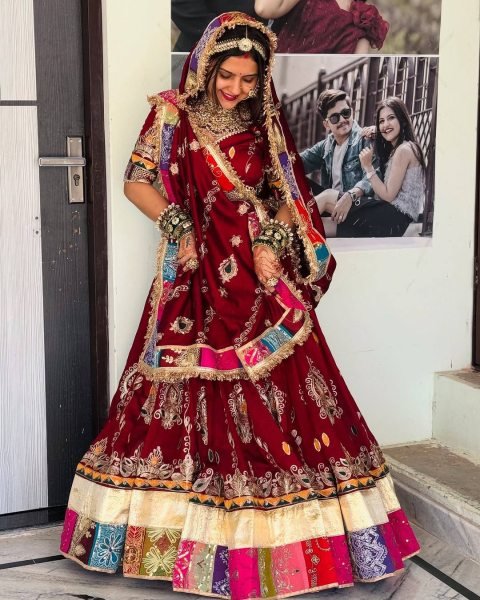 Ergonomic Red Stylish Digital Print Lehenga with Mirror Work and Gota Patti Detailing Navratri Lehnega Choli