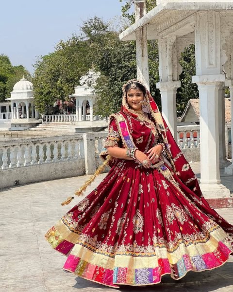 Ergonomic Red Stylish Digital Print Lehenga with Mirror Work and Gota Patti Detailing Navratri Lehnega Choli