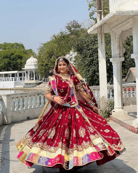 Ergonomic Red Stylish Digital Print Lehenga with Mirror Work and Gota Patti Detailing Navratri Lehnega Choli