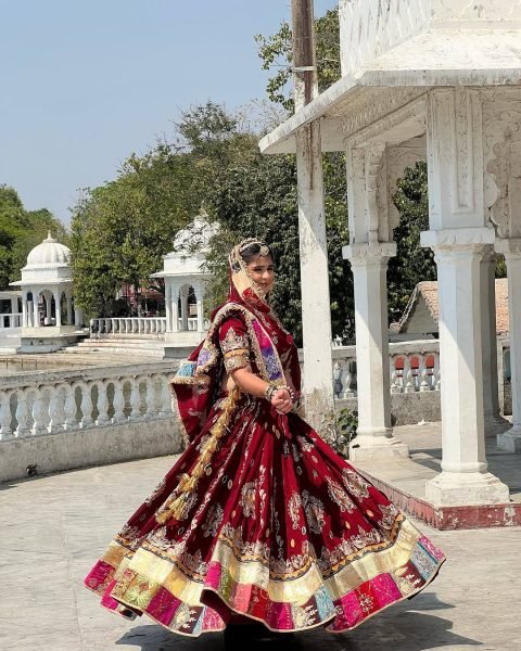 Ergonomic Red Stylish Digital Print Lehenga with Mirror Work and Gota Patti Detailing Navratri Lehnega Choli
