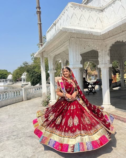 Ergonomic Red Stylish Digital Print Lehenga with Mirror Work and Gota Patti Detailing Navratri Lehnega Choli