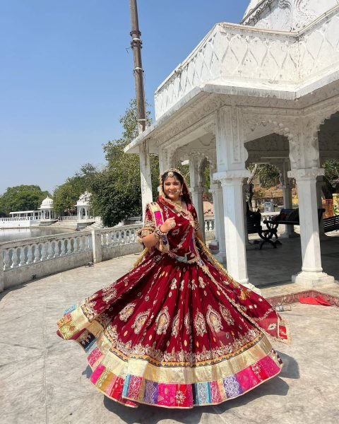 Ergonomic Red Stylish Digital Print Lehenga with Mirror Work and Gota Patti Detailing Navratri Lehnega Choli
