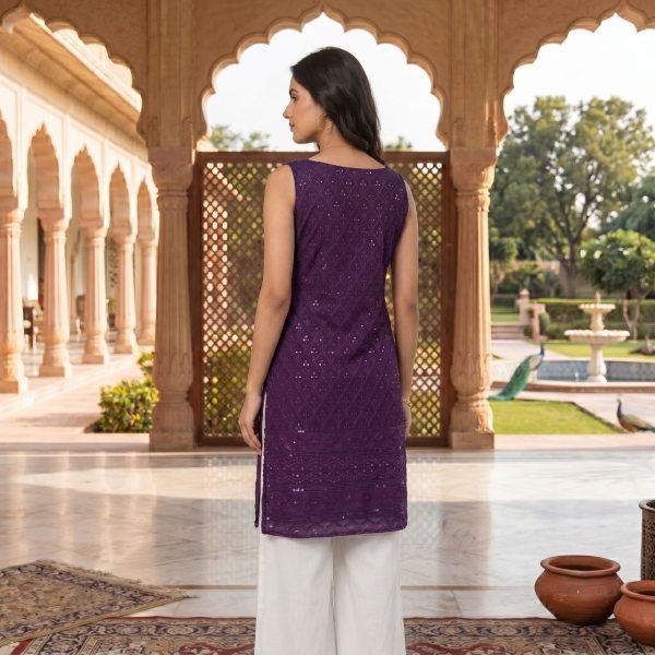 Ergonomic Royal Purple Budget Friendly Long Kurti for Women with Elegant Design Look Kurti With Bottom Wholesale