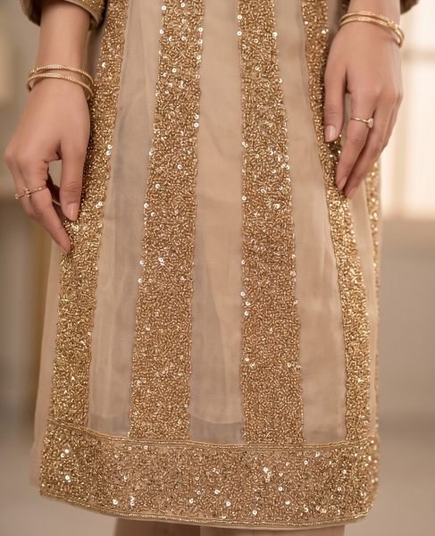 Ethereal Beige Premium Silk Beads Work Palazzo Set with Designer Dupatta  For Festival Collection Designer Plazzo Salwar Suits Wholesale