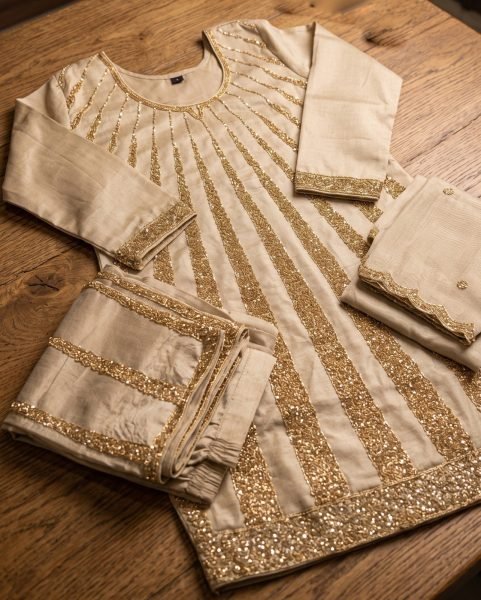 Ethereal Beige Premium Silk Beads Work Palazzo Set with Designer Dupatta  For Festival Collection Designer Plazzo Salwar Suits Wholesale
