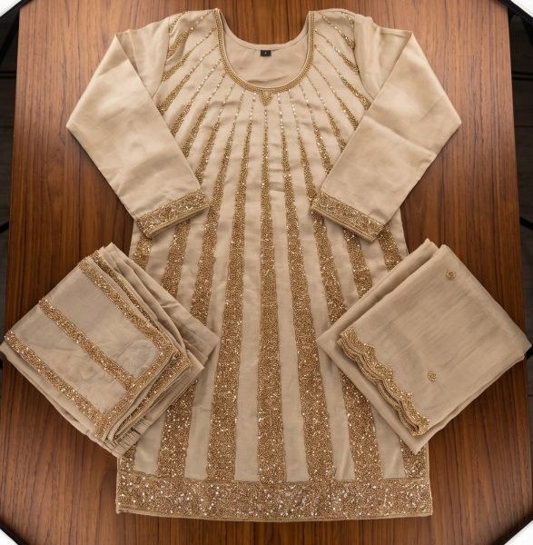 Ethereal Beige Premium Silk Beads Work Palazzo Set with Designer Dupatta  For Festival Collection Designer Plazzo Salwar Suits Wholesale