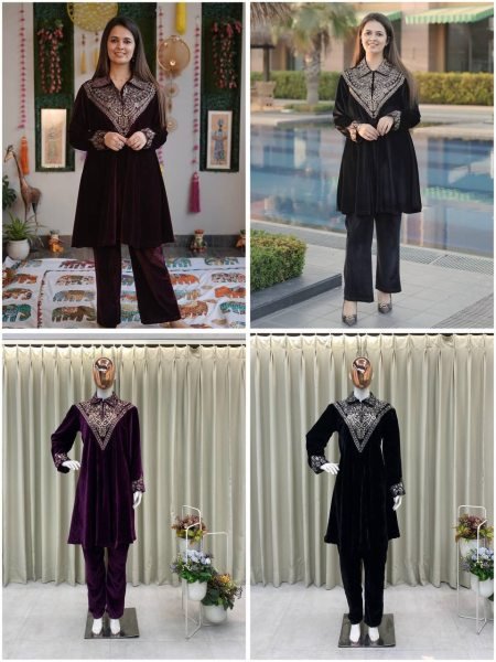 Ethereal Black Embroidery Work Collar Co-Ord Set For International Buyers CO ORD Sets