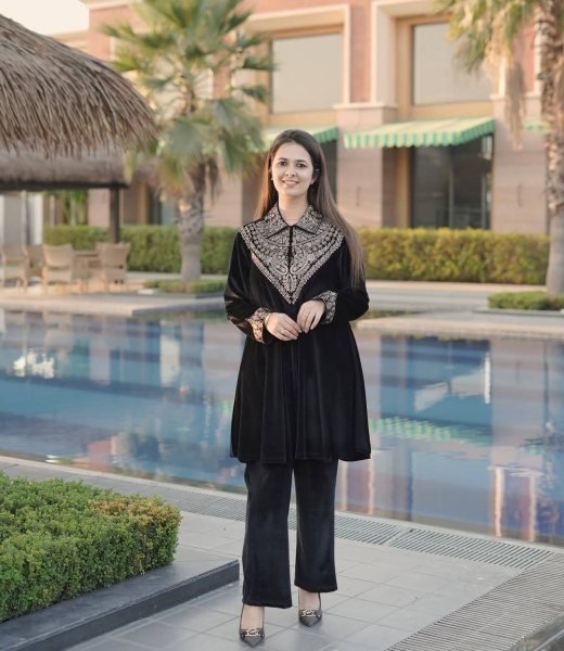 Ethereal Black Embroidery Work Collar Co-Ord Set For International Buyers CO ORD Sets