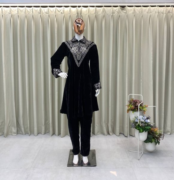 Ethereal Black Embroidery Work Collar Co-Ord Set For International Buyers CO ORD Sets