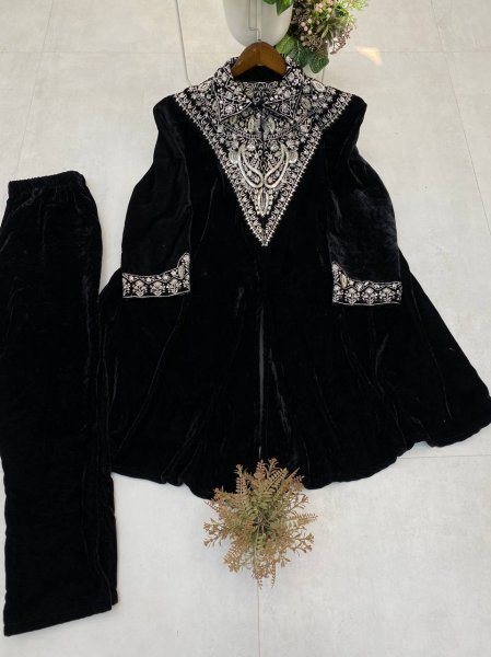 Ethereal Black Embroidery Work Collar Co-Ord Set For International Buyers CO ORD Sets