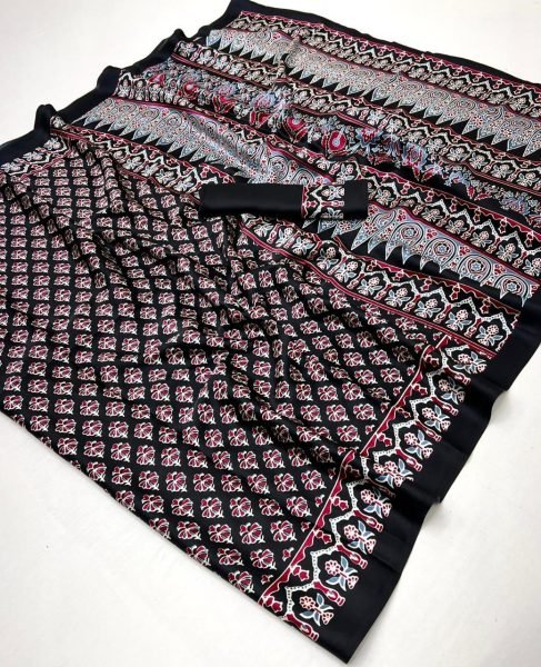 Ethereal Black Women Designer Satin Georgette Saree at Manufacturer Rate Georgette Sarees Wholesale