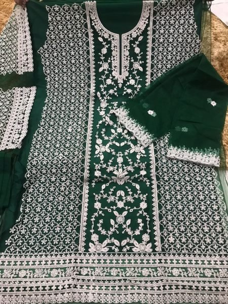Ethereal Green Customised Size Pakistani Suit for Reseller at Wholesale Rate  Embroidery Suits Wholesale