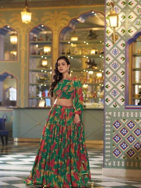 Ethereal Green Wedding Special Marble Lehenga Choli with Designer Dupatta 