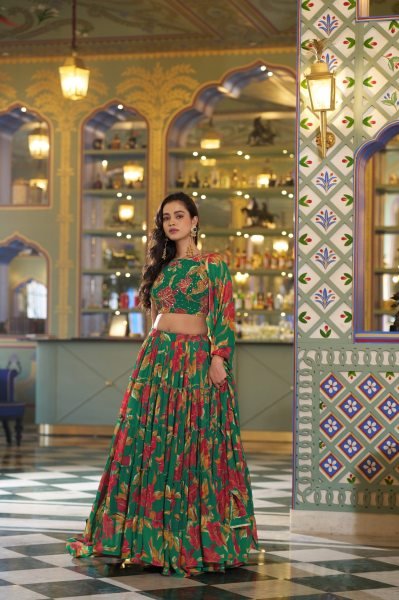 Ethereal Green Wedding Special Marble Lehenga Choli with Designer Dupatta Designer Lehenga Choli