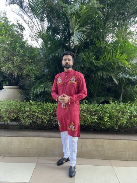 Ethereal Maroon Cotton Kutchi Work Kurta with Pajama and Dupatta for Navratri Kurta Pajama Wholesale