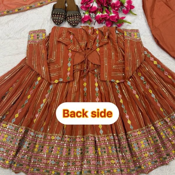 Ethereal Orange Faux Blooming Georgette Anarkali Suit with Embroidered Dupatta Ready To Wear Collection