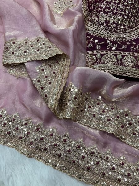 Ethereal Pink Boutique Style Fendy Satin Saree with Designer Blouse Designer Wedding Sarees Wholesale