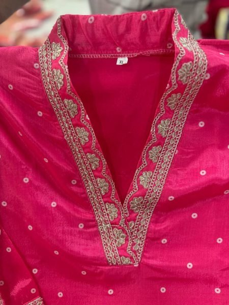 Ethereal Pink Heavy Chinon Silk Digital Print Kurti Pant Dupatta Set For Festival Printed Kurtis