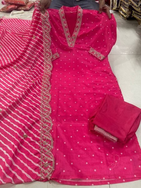 Ethereal Pink Heavy Chinon Silk Digital Print Kurti Pant Dupatta Set For Festival Printed Kurtis