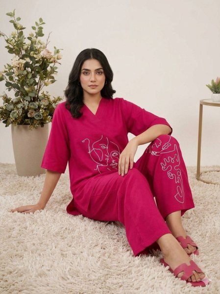 Ethereal Pink Roman Silk Embroidered Co Ord Set for Women at Wholesale Rate CO ORD Sets