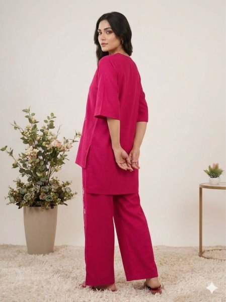 Ethereal Pink Roman Silk Embroidered Co Ord Set for Women at Wholesale Rate CO ORD Sets