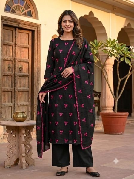 Ethereal Pink Vichitra Silk Suit Set with All Over Multi Work and Matching Dupatta Color Set Matching Dress Material Wholesale