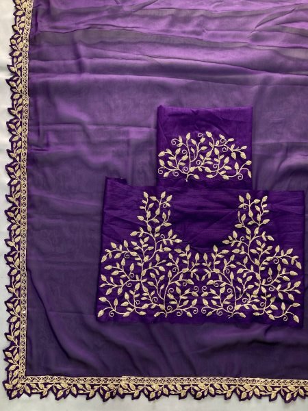 Ethereal Purple Soft Rangoli Silk Saree with Embroidery Lace Border for Wedding Wear Embroidery Sarees Wholesale