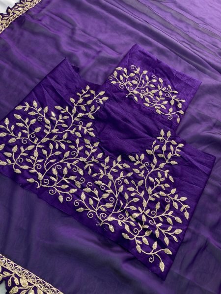 Ethereal Purple Soft Rangoli Silk Saree with Embroidery Lace Border for Wedding Wear Embroidery Sarees Wholesale