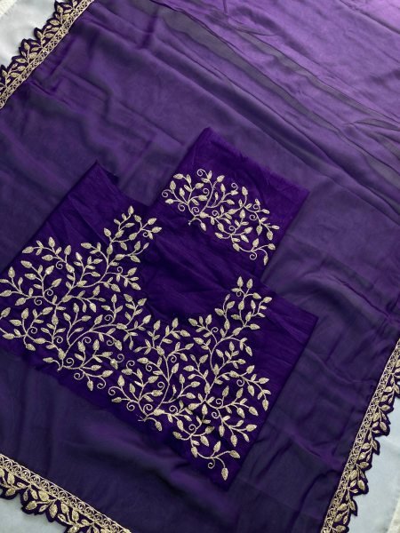 Ethereal Purple Soft Rangoli Silk Saree with Embroidery Lace Border for Wedding Wear Embroidery Sarees Wholesale