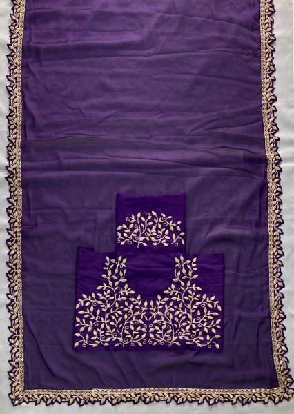 Ethereal Purple Soft Rangoli Silk Saree with Embroidery Lace Border for Wedding Wear Embroidery Sarees Wholesale
