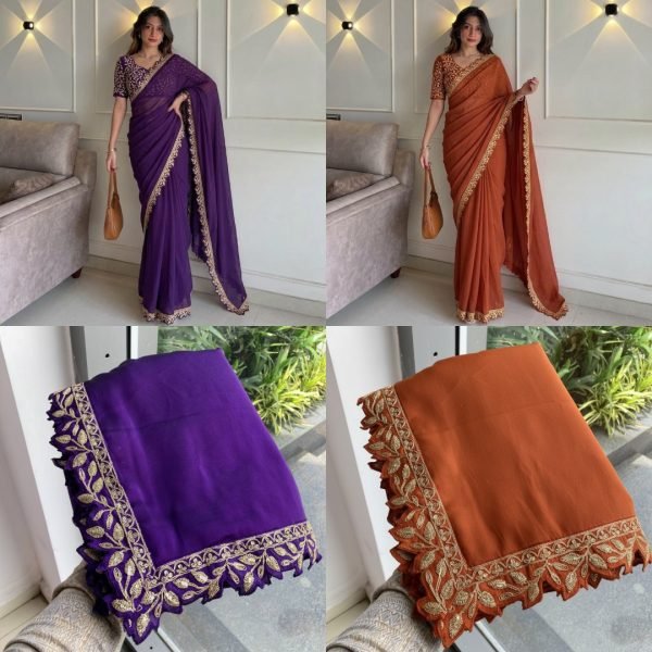 Ethereal Purple Soft Rangoli Silk Saree with Embroidery Lace Border for Wedding Wear Embroidery Sarees Wholesale