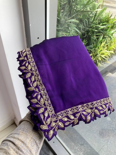 Ethereal Purple Soft Rangoli Silk Saree with Embroidery Lace Border for Wedding Wear Embroidery Sarees Wholesale