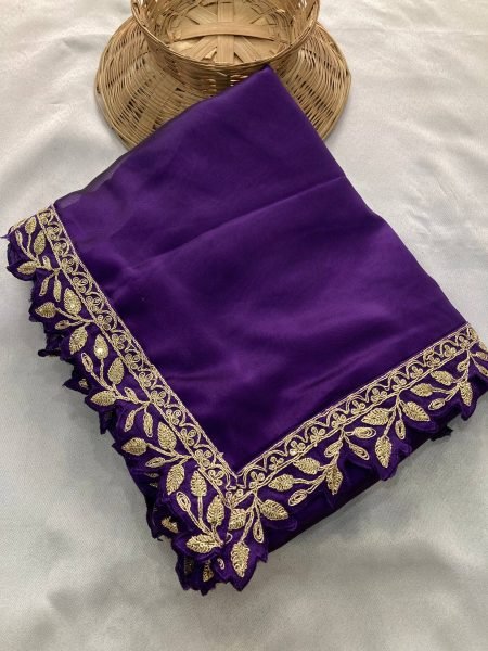 Ethereal Purple Soft Rangoli Silk Saree with Embroidery Lace Border for Wedding Wear Embroidery Sarees Wholesale