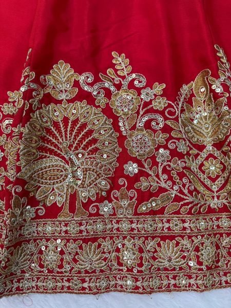 Ethereal Red Chinon Wedding Lehenga Choli with Digital Printed Embroidered Dupatta Designer Lehenga Choli