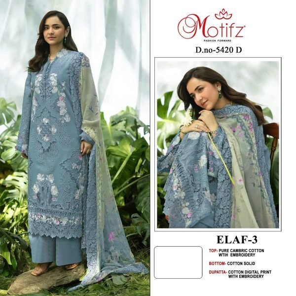 Ethereal Teal Blue Party Wear Pure Cambric Cotton Embroidered Suit Set For Festival Pakistani Suits Wholesale